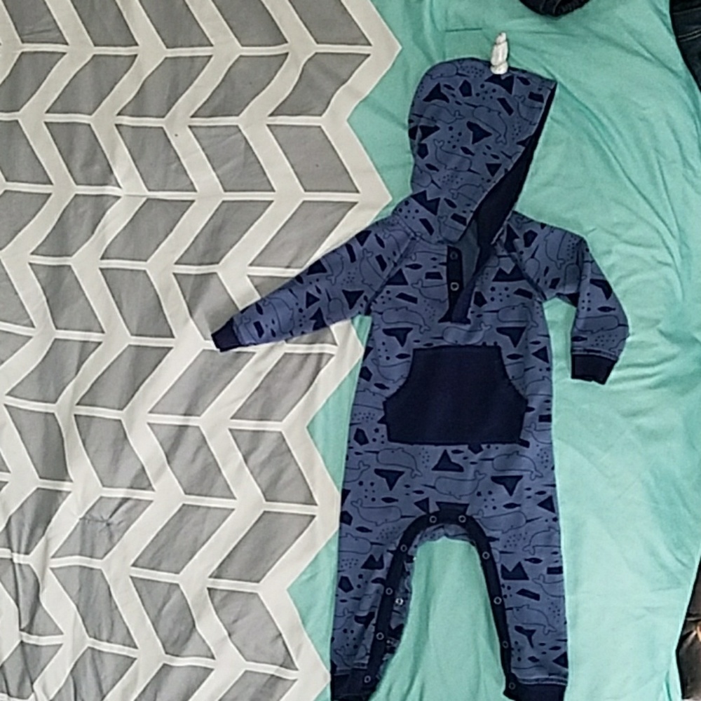 Cat and Jack "Norwahl" print Romper